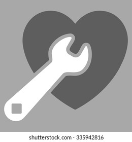 Heart Repair vector icon. Style is bicolor flat symbol, dark gray and white colors, rounded angles, silver background.