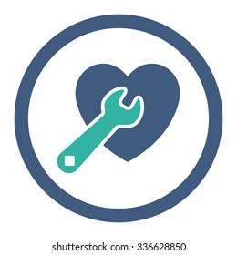 Heart Repair vector icon. Style is bicolor flat rounded symbol, cobalt and cyan colors, rounded angles, white background.