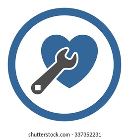 Heart Repair vector icon. Style is bicolor flat rounded symbol, cobalt and gray colors, rounded angles, white background.