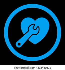 Heart Repair vector icon. Style is flat rounded symbol, blue color, rounded angles, black background.