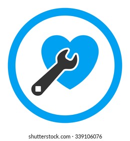 Heart Repair vector icon. Style is bicolor flat rounded symbol, blue and gray colors, rounded angles, white background.