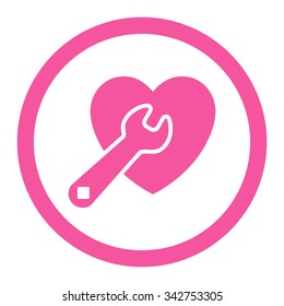 Heart Repair vector icon. Style is flat rounded symbol, pink color, rounded angles, white background.
