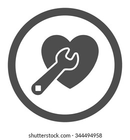 Heart Repair vector icon. Style is flat rounded symbol, gray color, rounded angles, white background.