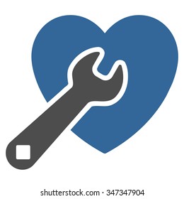 Heart Repair vector icon. Style is bicolor flat symbol, cobalt and gray colors, rounded angles, white background.