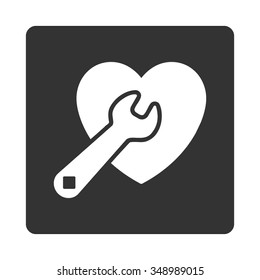 Heart Repair vector icon. Style is flat rounded square button, white and gray colors, white background.
