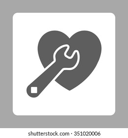Heart Repair vector icon. Style is flat rounded square button, dark gray and white colors, silver background.