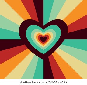 Heart in retro colors, vector design