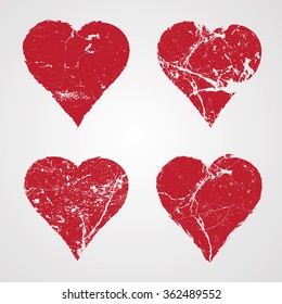 heart Retro Shape. Black Stamp. Banners, Insignias,stamps,Icons, Labels,frames and Badges. Brush Strokes . grunge texture Vector .