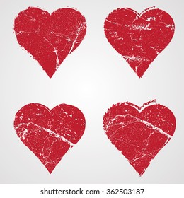 heart Retro Shape. Black Stamp. Banners, Insignias,stamps,Icons, Labels,frames and Badges. Brush Strokes . grunge texture Vector .