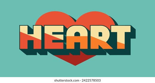 CORAZÓN al estilo retro. Fondo vectorial.