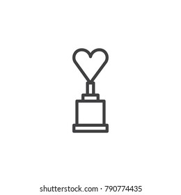 Heart reward trophy line icon, outline vector sign, linear style pictogram isolated on white. valentines day gift symbol, logo illustration. Editable stroke