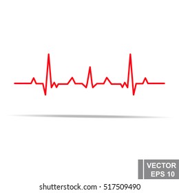 Heart Rhythm. Cardiogram. Isolated On White Background. Icon.