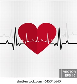 Heart rhythm. Cardiogram. Isolated on white background. Icon.