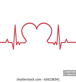 Heart rhythm. Cardiogram. Isolated on white background. Icon.