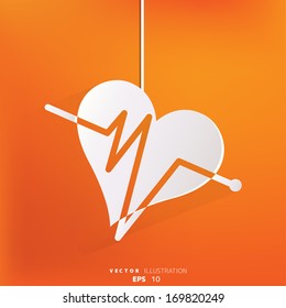 Heart rhythm, cardiogram, medical icon
