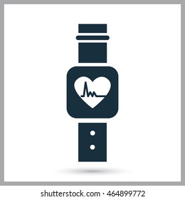 Heart rhythm clock icon on the background