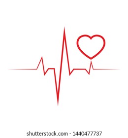 heart rhythm, Electrocardiogram, ECG - EKG signal, Heart Beat pulse line concept design isolated on white background