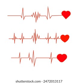 heart rhythm , Electrocardiogram, ECG - EKG signal, Heart Beat pulse line concept design isolated on white background