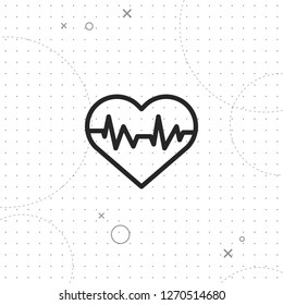 Heart rhythm icon, vector best flat icon on texture background , EPS 10