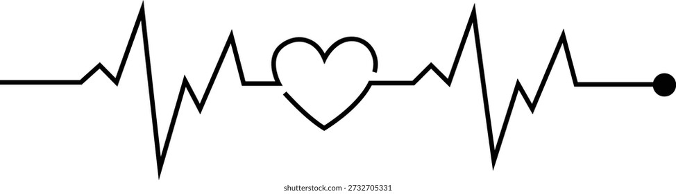 Herzrhythmus-Symbol Vektorgrafik für medizinisches kardiologisches Design mit Pulszeilensymbol in der modernen Stil-Kollektion Gruppenüberwachung Ikonographie.