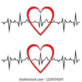 Heart rhythm line vector