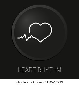 heart rhythm minimal vector line icon on 3D button isolated on black background. Premium Vector.