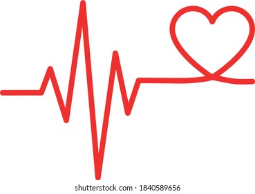 conjunto de ritmo cardíaco, electrocardiograma, señal ECG - EKG, diseño de línea de pulso de latido cardíaco aislado en fondo blanco
