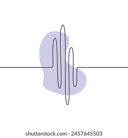 heart and rhythm single continuous black line. Healthy, medicine. Sketch, outline drawing. vector eps 10