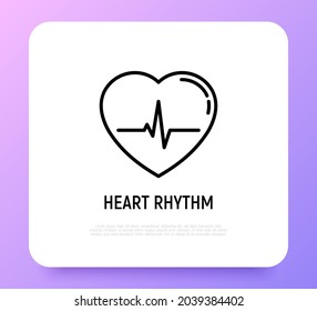 Heart rhythm thin line icon. Modern vector illustration of ECG.