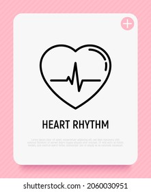 Icono de línea delgada de ritmo cardíaco. Ilustración vectorial moderna del ECG.