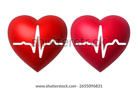 Heart and heart rhythm. Vector clipart isolated on white background.