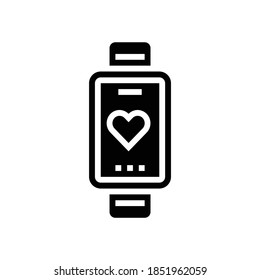heart rhythm watch glyph icon vector. heart rhythm watch sign. isolated contour symbol black illustration