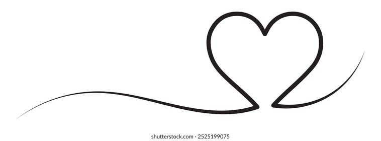 coração com fita, corações abstratos como desenho de linha contínua em branco como design de fundo eps 10