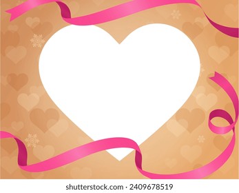 Marco de fondo de corazón y cinta marrón