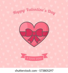 Heart with ribbon bow. Vector decorative background for sweet romantic design.