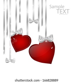 Heart with ribbon and bow, vector illustration.