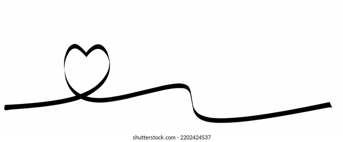 heart ribbon Continuous isolated on white background