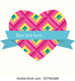 Heart and ribbon with copy-space for your text. Use elements from card for save the date, invitation, wedding, valentine's day and birthday.