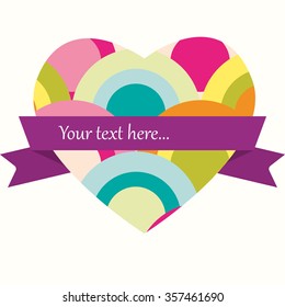 Heart and ribbon with copy-space for your text. Use elements from card for save the date, invitation, wedding, valentine's day and birthday.