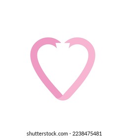 heart ribbon element vector design template web