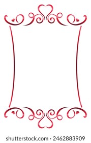 Marco de la cinta del corazón, ilustración de dibujo de arte de línea continua. Anuncio de fondo del día de San Valentín