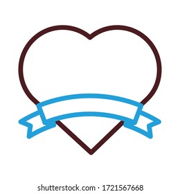 heart with ribbon frame line style icon vector illustration design