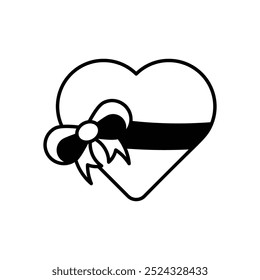 Heart With Ribbon icon isolated on a white background. Vector illustration.
