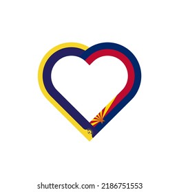 heart ribbon icon of mesa and arizona flags. vector illustration isolated on white background