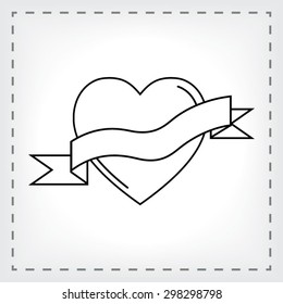 Heart with ribbon icon - Minimal Tattoo