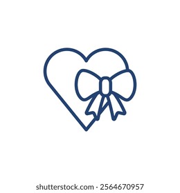 Heart with ribbon icon Outline icon sign