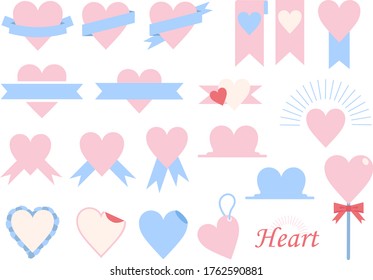 Heart and ribbon icon set