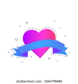Heart with ribbon.  Isolated vector illustration.