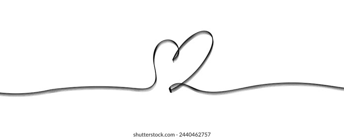 heart, heart ribbon line art style vector with transparent background.