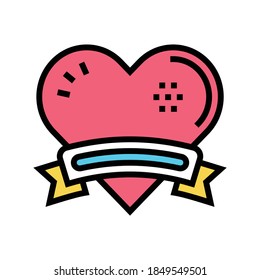 heart with ribbon logo color icon vector. heart with ribbon logo sign. isolated symbol illustration